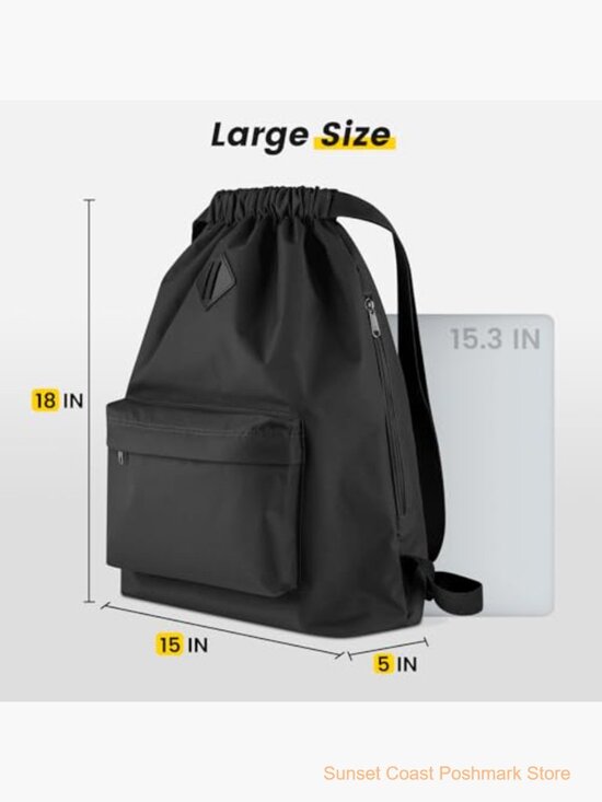 Water Resistant Nylon Drawstring Backpack Gym Sports Travel main image 4